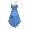Robe vintage style western cottagecore à volants, robe midi asymétrique à volants - Bleu Toile de Jean XXL | US 14