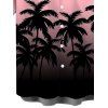 Men's Beach Vacation Shirt Coconut Tree Print Ombre Button Up Shirt - Rose 5XL