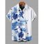 Men's Hawaiian Vacation Shirt Tropical Flower Monstera Leaf Print Button Up Shirt - Bleu Ciel 5XL