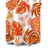 Men's Vacation Shirt Tropical Monstera Leaf Print Button Up Shirt - Orange 5XL