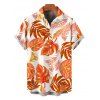 Men's Vacation Shirt Tropical Monstera Leaf Print Button Up Shirt - Orange 5XL