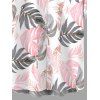 Men's Vacation Shirt Tropical Monstera Leaf Print Button Up Shirt - Rose 3XL