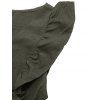 Vintage Dress Solid Color Ruffle Cap Sleeve Tired Maxi Self-belted Slit Dress - PLANT GREEN XL | US 12