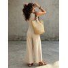 Casual Minimalist Jumpsuit Colorblock Tied Shoulder Wide Leg Jumpsuit - Abricot XL | US 12