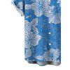Men's Hawaiian Vacation Shirt Hibiscus Floral Leaf Print Button Up Shirt - Bleu Toile de Jean 5XL