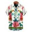 Men's Vacation Shit Vintage Floral Leaf Peacock Ethnic Print Button Up Shirt - Beige 3XL