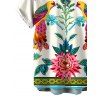 Men's Vacation Shit Vintage Floral Leaf Peacock Ethnic Print Button Up Shirt - Beige 3XL