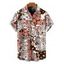 Men's Hawaiian Vintage Shirt Allover Ditsy Floral Leaf Print Button Up Shirt - Brun 3XL