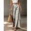 Bohemian Vacation Pants Geometric Print Tied High Waist Wide Leg Pants - multicolor XL | US 12