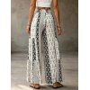 Bohemian Vacation Pants Geometric Print Tied High Waist Wide Leg Pants - multicolor XL | US 12