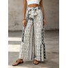 Bohemian Vacation Pants Geometric Print Tied High Waist Wide Leg Pants - multicolor XL | US 12