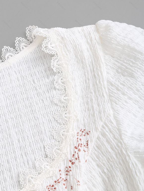 Vintage Mini Dress Irregular Hem Hollow Out Scalloped Dress - Blanc M | US 6