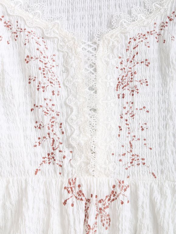 Vintage Mini Dress Irregular Hem Hollow Out Scalloped Dress - Blanc M | US 6