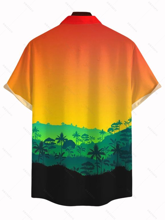 Men's Vacation Shirt for Beach Tropical Ombre Coconut Tree Silhouette Print Button Up Shirt - multicolor A 5XL