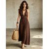 Robe de vacances vintage à pois, dos nu, maxi, style rétro - Brun S | US 4