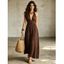 Robe de vacances vintage à pois, dos nu, maxi, style rétro - Rouge Vineux XL | US 12