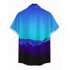 Vacation Hawaiian Couple Outfit Tropical Ombre Coconut Tree Silhouette Print Ruched Dress and Shirt Drawstring Shorts Set - Bleu S | US 4
