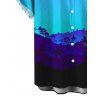 Vacation Hawaiian Couple Outfit Tropical Ombre Coconut Tree Silhouette Print Ruched Dress and Shirt Drawstring Shorts Set - Bleu S | US 4