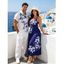 Tenue de vacances pour couple : robe longue débardeur trapèze à bretelles spaghetti, poches et imprimé floral lys, et chemise boutonnée assortie. - Pourpre S | US 4