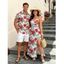 Vacation Couple Outfit Hibiscus Floral Leaf Pattern Geometric Lace Panel Hollow Out Long Dress and Button Up Shirt Casual Matching Outfit - Vert clair S | US 4