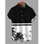 Men's Beach Vacation Shirt Contrast Color Coconut Tree Seagulls Print Button Up Shirt - Noir 5XL