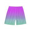 Men's Vacation Beach Shorts Ombre Coconut Tree Pattern Pocket Drawstring Board Shorts - Pourpre XXXXXL | US 20