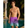 Men's Vacation Beach Shorts Ombre Coconut Tree Pattern Pocket Drawstring Board Shorts - Pourpre XXXXXL | US 20