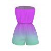 Vacation Beach Romper Ombre Coconut Tree Pattern Pocket Off the Shoulder Romper - Pourpre XXL | US 14