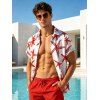 Men's Beach Vacation Shirt Starfish Print Marine Life Button Up Shirt - Rouge 5XL