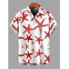 Beach Vacation Couple Outfit Starfish Print Marine Life Pocket Off the Shoulder Romper and Shirt Set - Rouge S | US 4