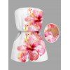 Vacation Couple Outfit Watercolor Hibiscus Floral Print Pocket Off the Shoulder Romper and Shirt Set - Rose S | US 4