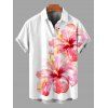 Vacation Couple Outfit Watercolor Hibiscus Floral Print Pocket Off the Shoulder Romper and Shirt Set - Rose S | US 4