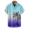 Men's Vacation Shirt for Beach Ombre Coconut Tree Print Button Up Shirt - Bleu clair 5XL