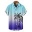 Men's Vacation Shirt for Beach Ombre Coconut Tree Print Button Up Shirt - Bleu clair 5XL