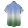 Men's Vacation Shirt for Beach Ombre Coconut Tree Print Button Up Shirt - PLANT GREEN S