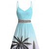 Vacation Dress for Beach Ombre Coconut Tree Print Lace Hollow Out Slit Dress - Bleu clair XXXXXL | US 20