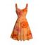 Hawaiian Vacation Dress Ombre Watercolor Hibiscus Floral Pattern Ruched Bust Mini Dress - Orange XXXXXL | US 20