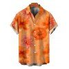 Men's Hawaiian Vacation Shirt Ombre Watercolor Hibiscus Floral Pattern Button Up Shirt - Orange 5XL