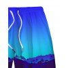 Men's Vacation Beach Shorts Tropical Ombre Coconut Tree Silhouette Print Pocket Drawstring Board Shorts - Bleu 5XL