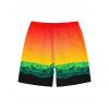 Men's Vacation Beach Shorts Tropical Ombre Coconut Tree Silhouette Print Pocket Drawstring Board Shorts - multicolor A 5XL