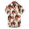 Men's Hawaiian Vacation Shirt Allover Tropical Ombre Leaf Print Button Up Beach Shirt - Blanc 5XL