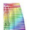Men's Vacation Beach Shorts Rainbow Striped Print Pocket Drawstring Board Shorts - multicolor A 5XL