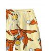 Men's Vacation Beach Shorts Cartoon Lemon Leaf Print Pocket Drawstring Board Shorts - Jaune 5XL