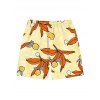Men's Vacation Beach Shorts Cartoon Lemon Leaf Print Pocket Drawstring Board Shorts - Jaune 5XL