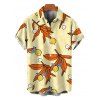 Men's Beach Vacation Shirt Cartoon Lemon Leaf Print Button Up Shirt - Jaune 5XL