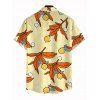 Men's Beach Vacation Shirt Cartoon Lemon Leaf Print Button Up Shirt - Jaune 5XL