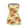 Beach Vacation Romper Cartoon Lemon Leaf Print Pocket Off the Shoulder Romper - Jaune XXL | US 14
