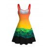 Vacation Hawaiian Couple Outfit Tropical Ombre Coconut Tree Silhouette Print Ruched Dress and Shirt Drawstring Shorts Set - multicolor A S | US 4