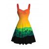 Vacation Hawaiian Couple Outfit Tropical Ombre Coconut Tree Silhouette Print Ruched Dress and Shirt Drawstring Shorts Set - multicolor A S | US 4