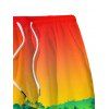 Vacation Hawaiian Couple Outfit Tropical Ombre Coconut Tree Silhouette Print Ruched Dress and Shirt Drawstring Shorts Set - multicolor A S | US 4